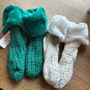 UGG rain boot socks / 2 pairs sold together.  White and green